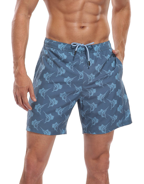 LRD Mens 7" Inseam Swim Trunks with Compression Liner
