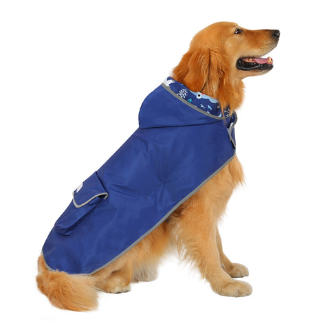 Reversible Sharks Dog Raincoat With Hood