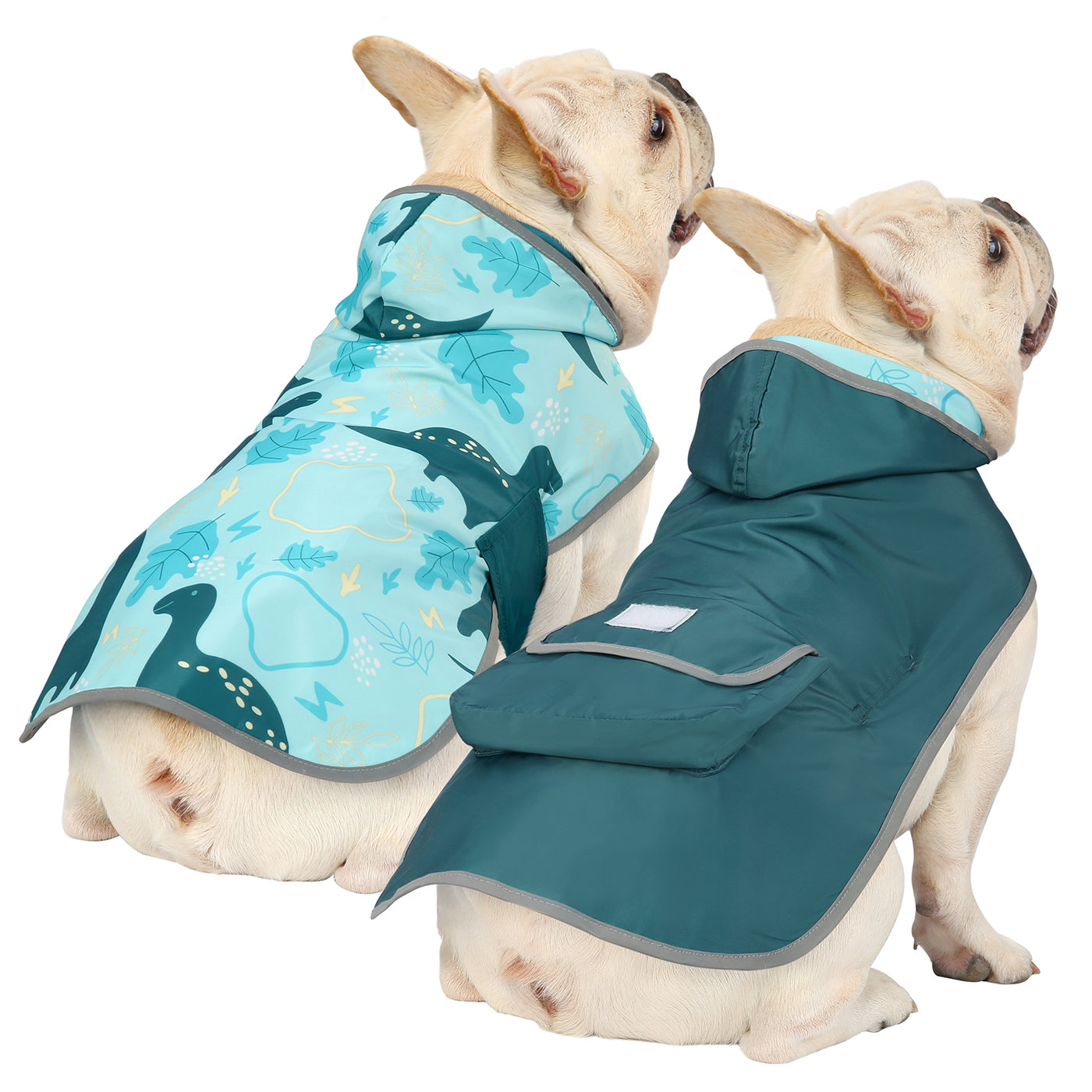 Reversible Dinosaurs Dog Raincoat With Hood Main image
