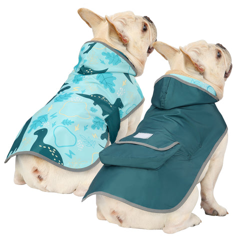 Reversible Dinosaurs Dog Raincoat With Hood