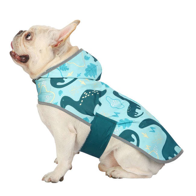 Reversible Dinosaur Dog Raincoat Hooded – close-up detail