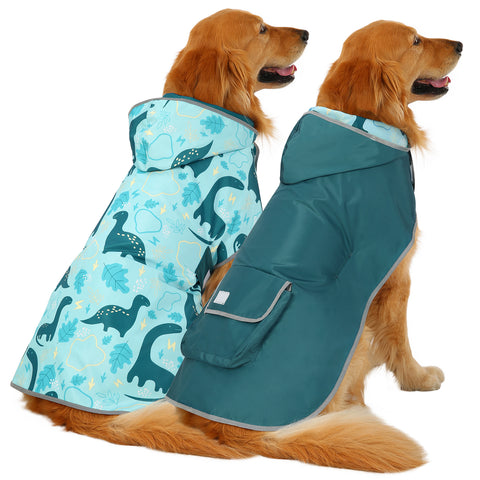 Reversible Dinosaurs Dog Raincoat With Hood