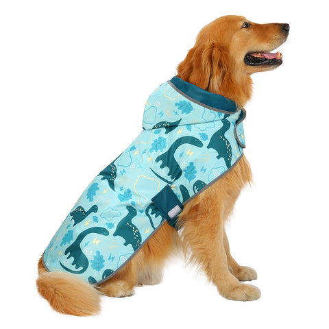 Reversible Dinosaurs Dog Raincoat With Hood