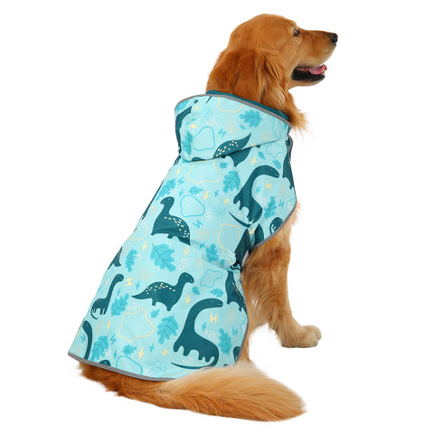 Reversible Dinosaurs Dog Raincoat With Hood