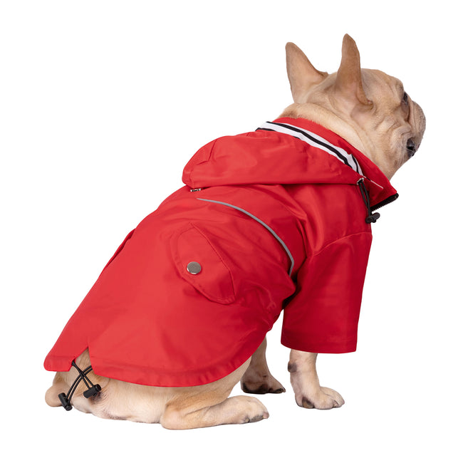 Double Layer Zip Up Dog Raincoat Hooded – side view