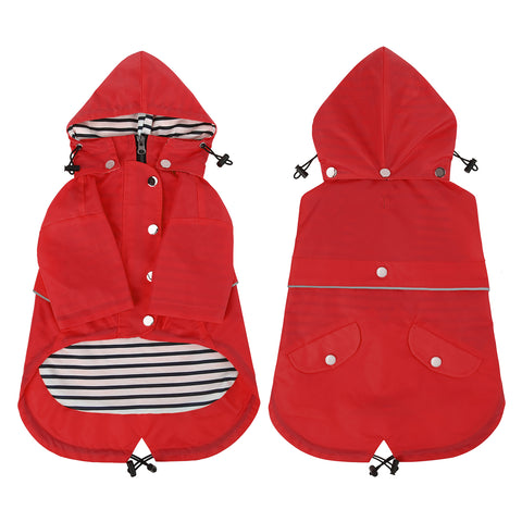 Double Layer Zip Up Dog Raincoat with Hood