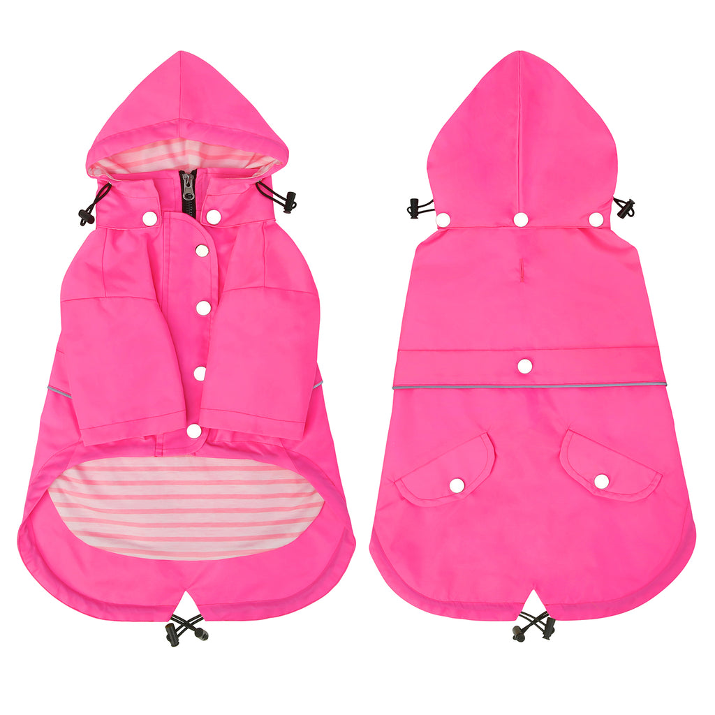 Double Layer Zip Up Dog Raincoat with Hood