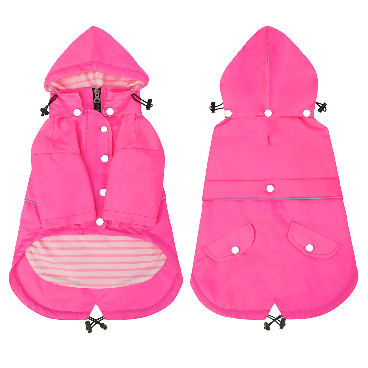 Double Layer Zip Up Dog Raincoat with Hood