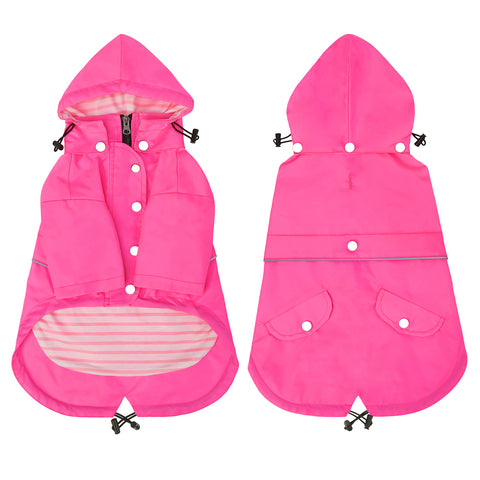 Double Layer Zip Up Dog Raincoat with Hood