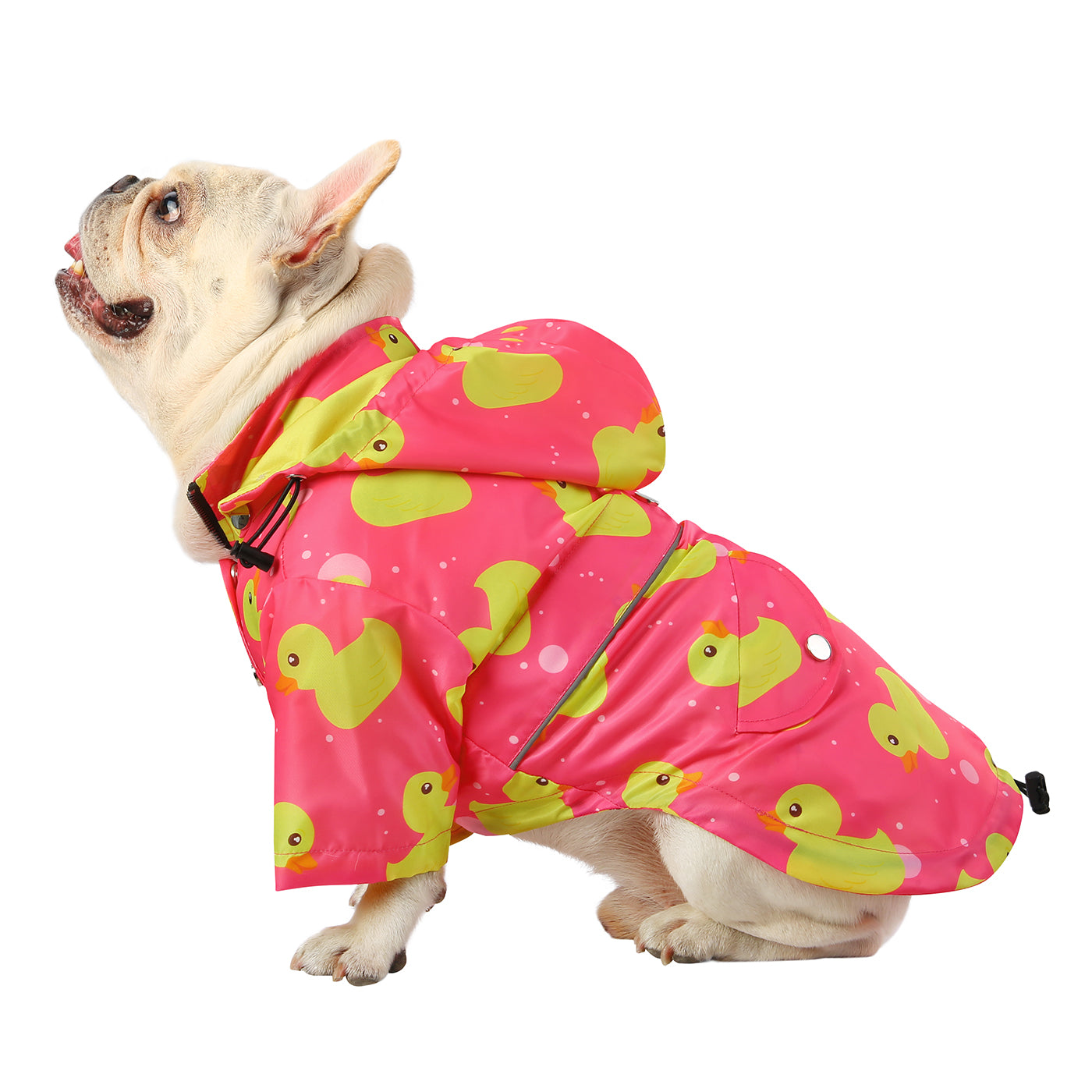 Pink Ducks Dog Double Layer Zip Up Dog Raincoat With Hood Main image