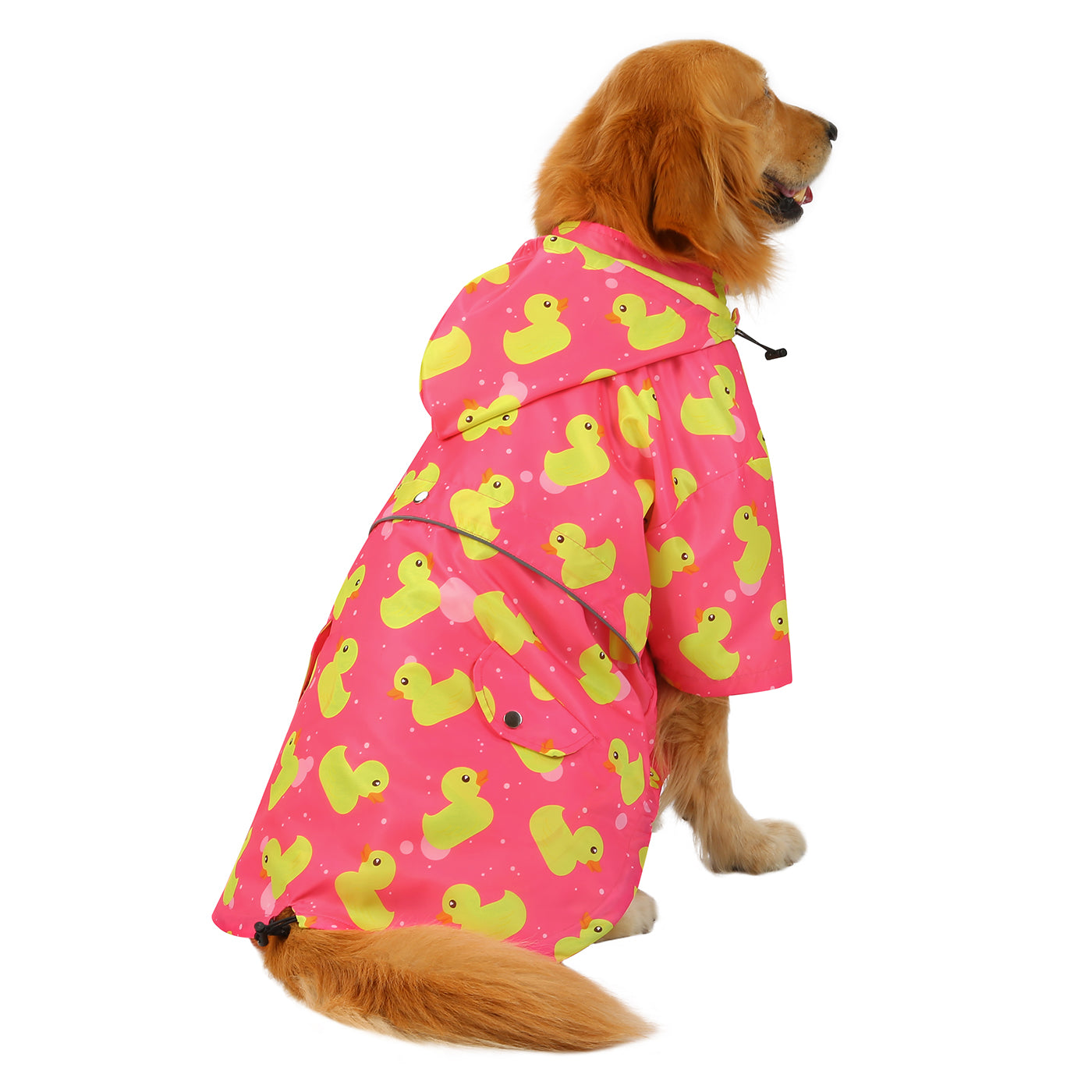 Pink Ducks Dog Double Layer Zip Up Dog Raincoat With Hood