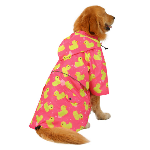 Pink Ducks Dog Double Layer Zip Up Dog Raincoat With Hood