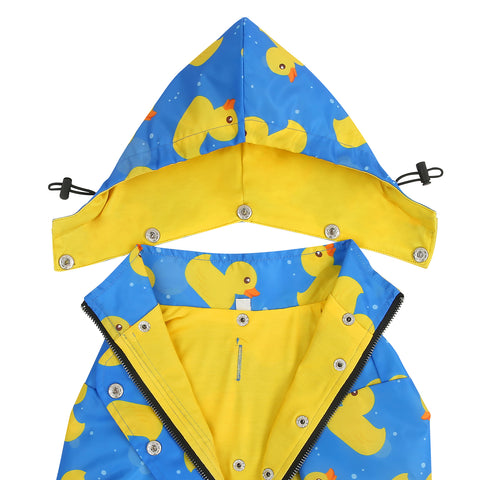 Blue Ducks Dog Double Layer Zip Up Dog Raincoat With Hood