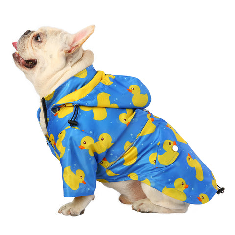 Blue Ducks Dog Double Layer Zip Up Dog Raincoat With Hood