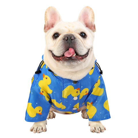 Blue Ducks Dog Double Layer Zip Up Dog Raincoat With Hood
