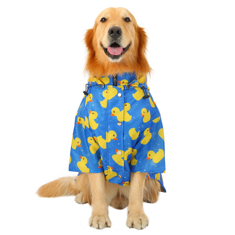 Blue Ducks Dog Double Layer Zip Up Dog Raincoat With Hood