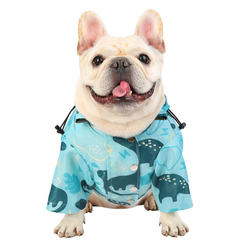 Dinosaurs Dog Double Layer Zip Up Dog Raincoat With Hood