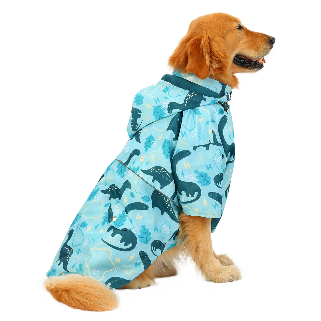 Dinosaurs Dog Double Layer Zip Up Dog Raincoat With Hood