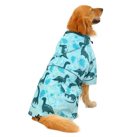 Dinosaurs Dog Double Layer Zip Up Dog Raincoat With Hood