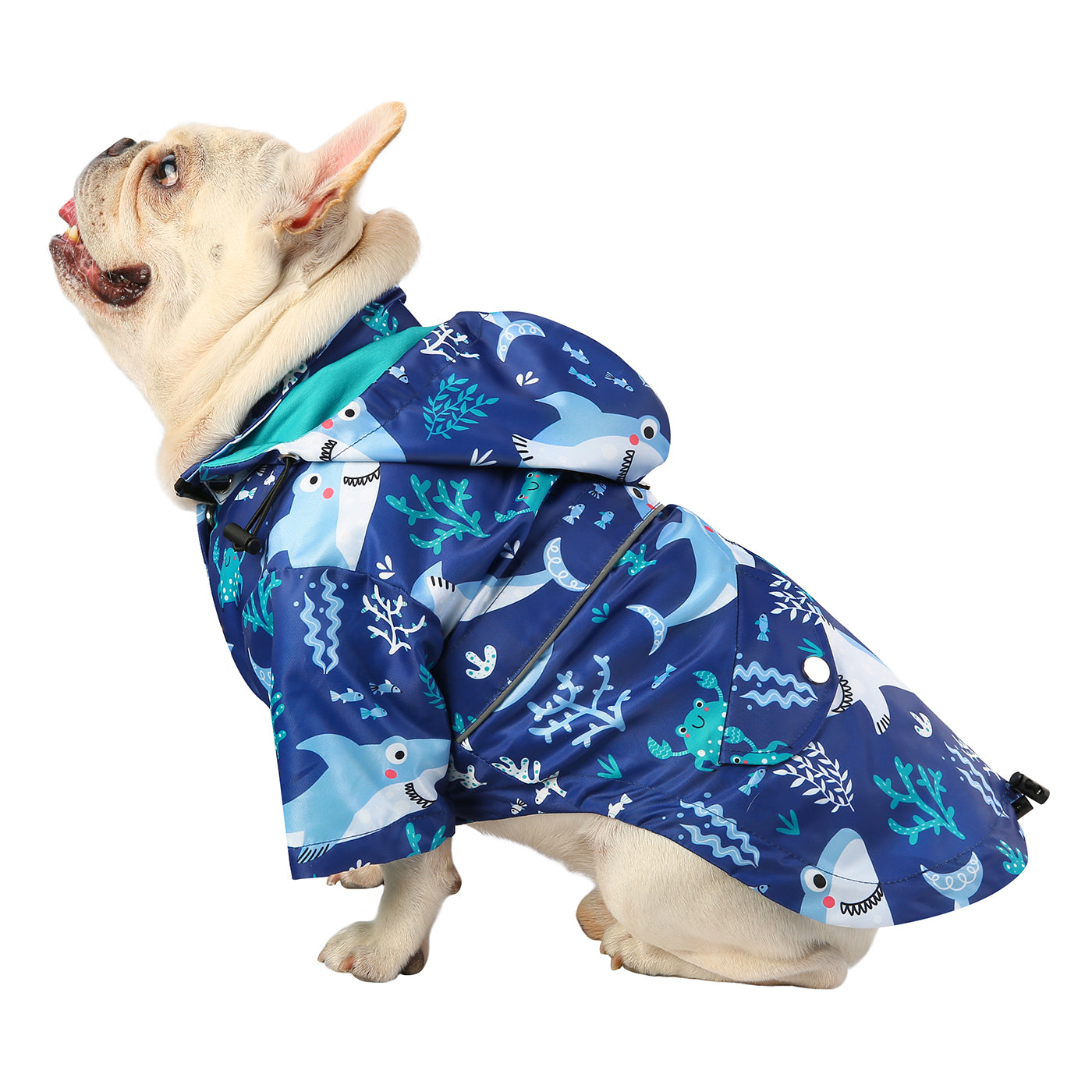 Sharks Dog Double Layer Zip Up Dog Raincoat With Hood Main image