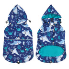 Sharks Dog Double Layer Zip Up Dog Raincoat With Hood