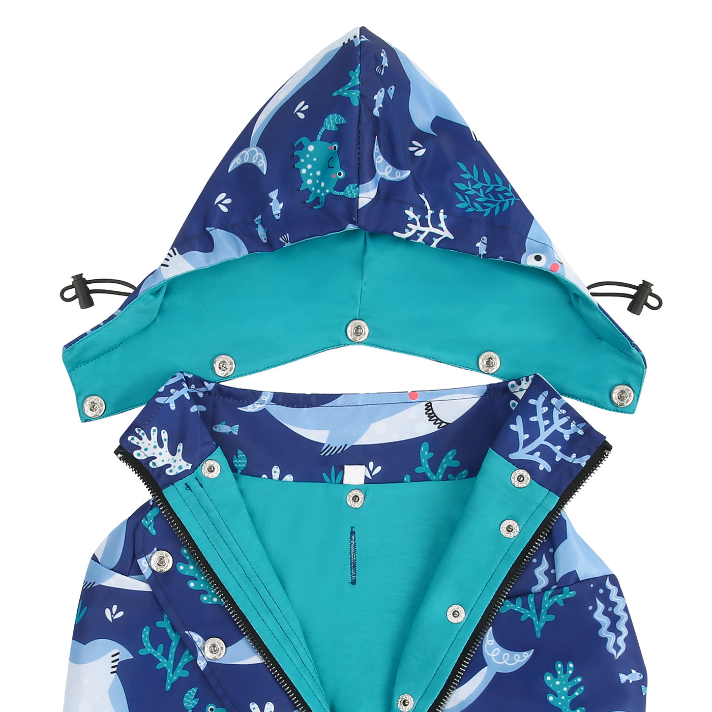 Sharks Dog Double Layer Zip Up Dog Raincoat With Hood
