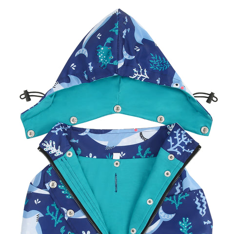 Sharks Dog Double Layer Zip Up Dog Raincoat With Hood