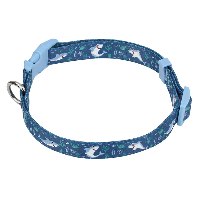 Shark Print Dog Collar Adjustable Nylon – product view 6