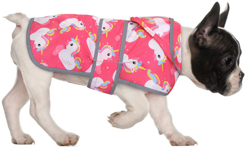 Unicorn Ducks Pink Dog Raincoat with Clear Hood