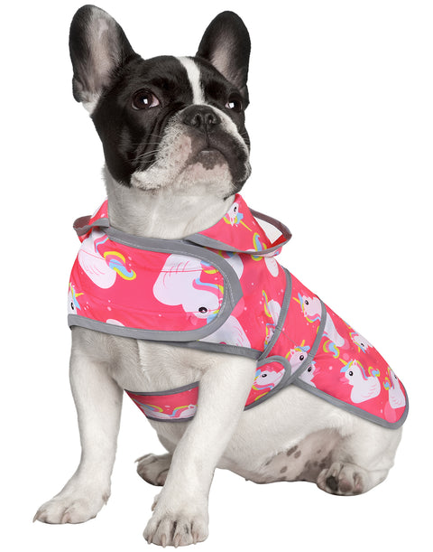 Unicorn Ducks Pink Dog Raincoat with Clear Hood