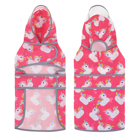 Unicorn Ducks Pink Dog Raincoat with Clear Hood