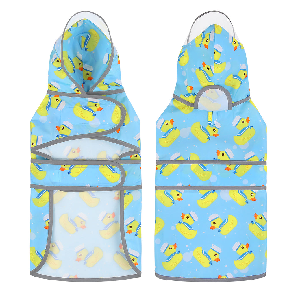 Sailor Ducks Blue Dog Raincoat with Clear Hood