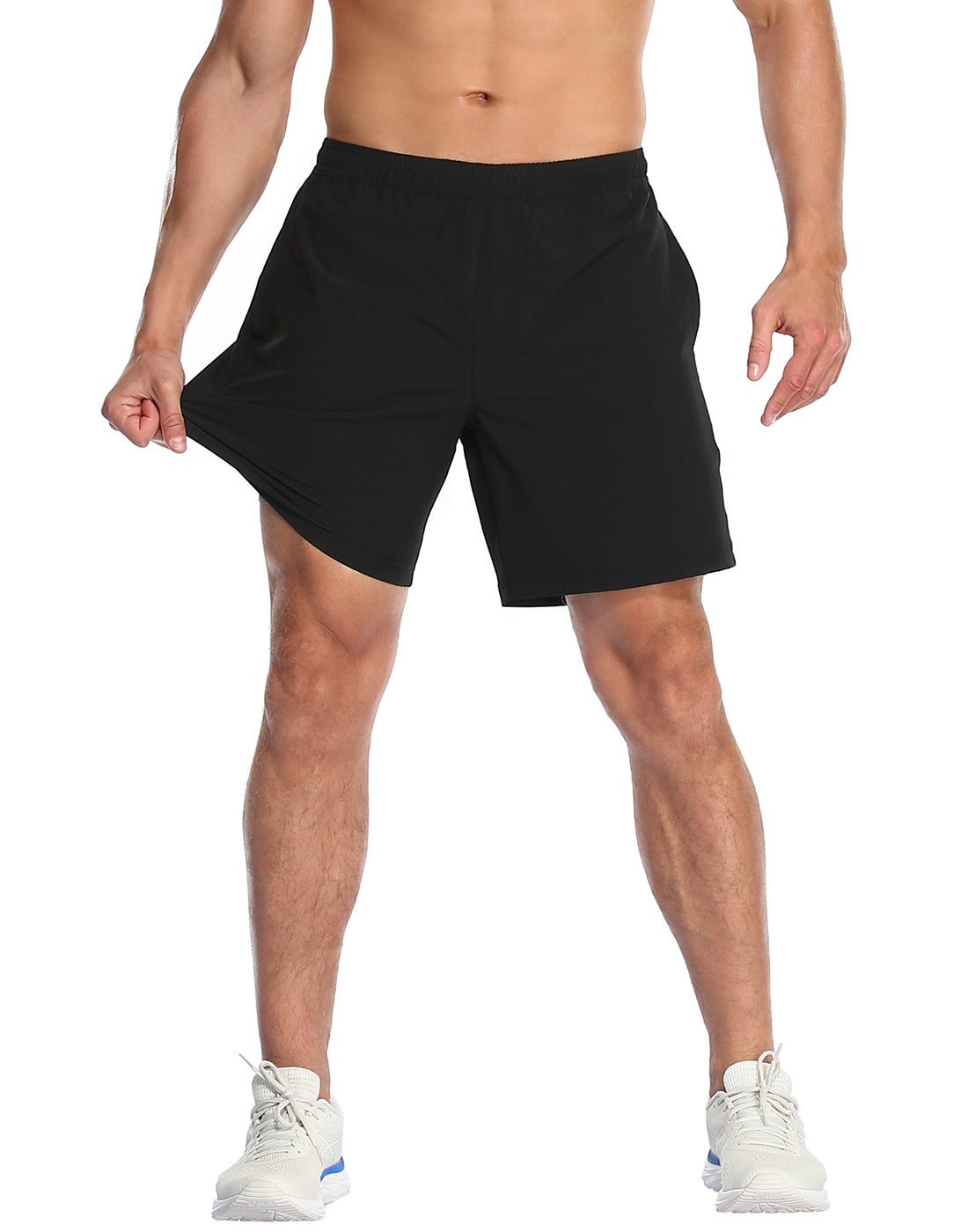 Black Workout Shorts with Grey Compression Liner 7 inch Inseam Secondary image
