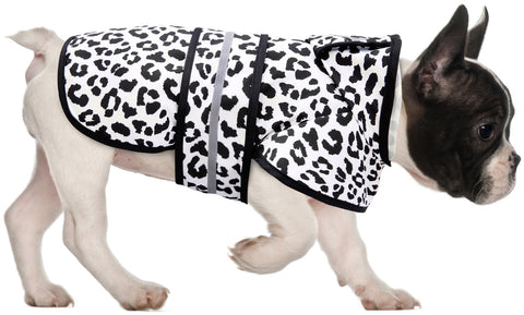 Snow Leopard Dog Raincoat with Hood