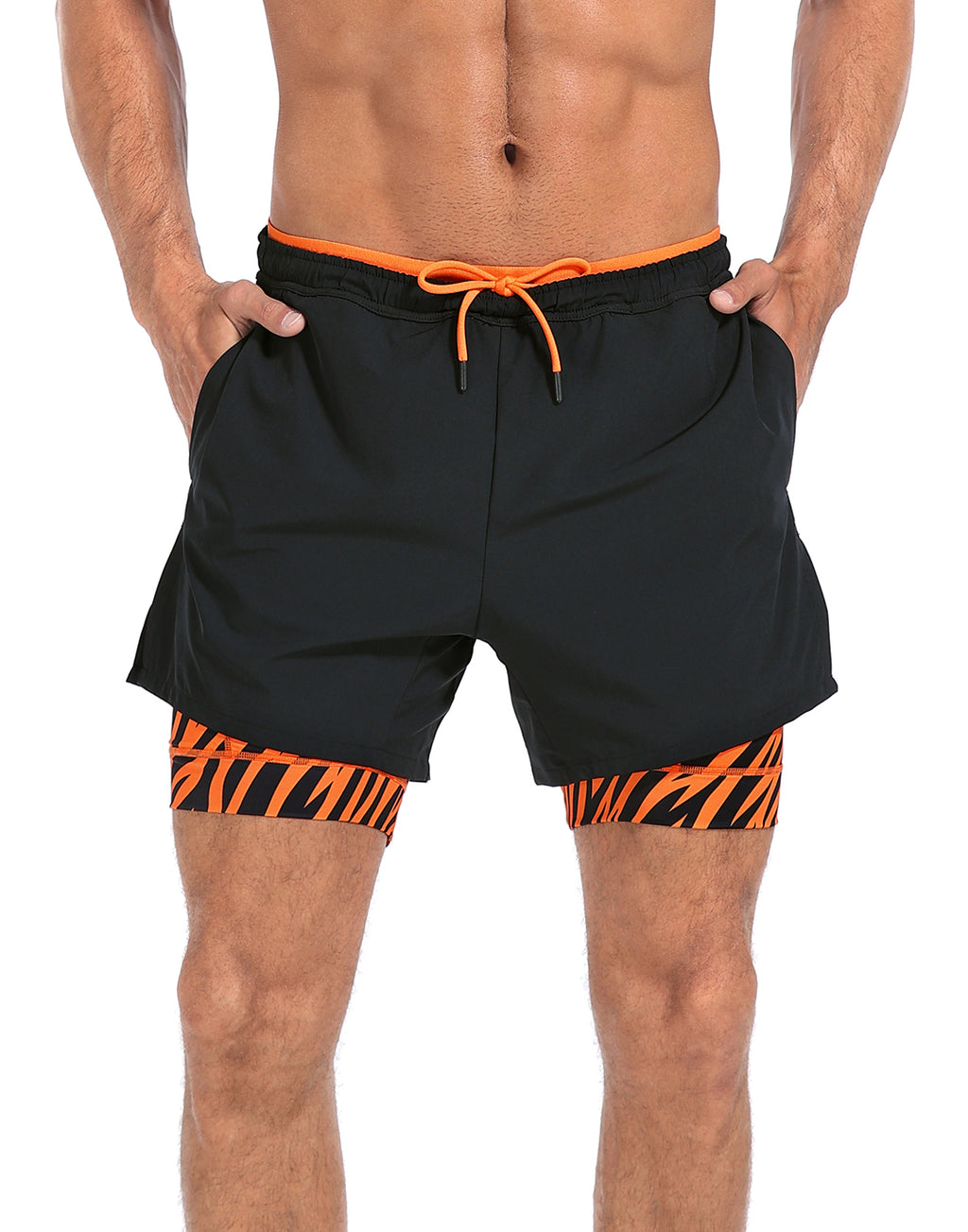 LRD Men's 5 Inch Athletic Gym Workout Shorts with Compression Liner