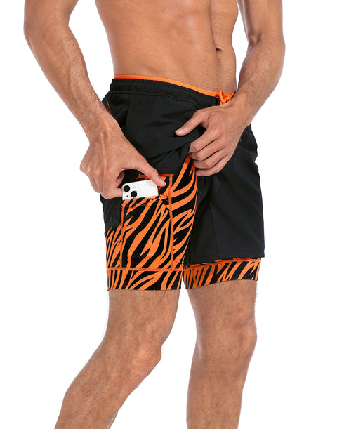 LRD Men's 5 Inch Athletic Gym Workout Shorts with Compression Liner