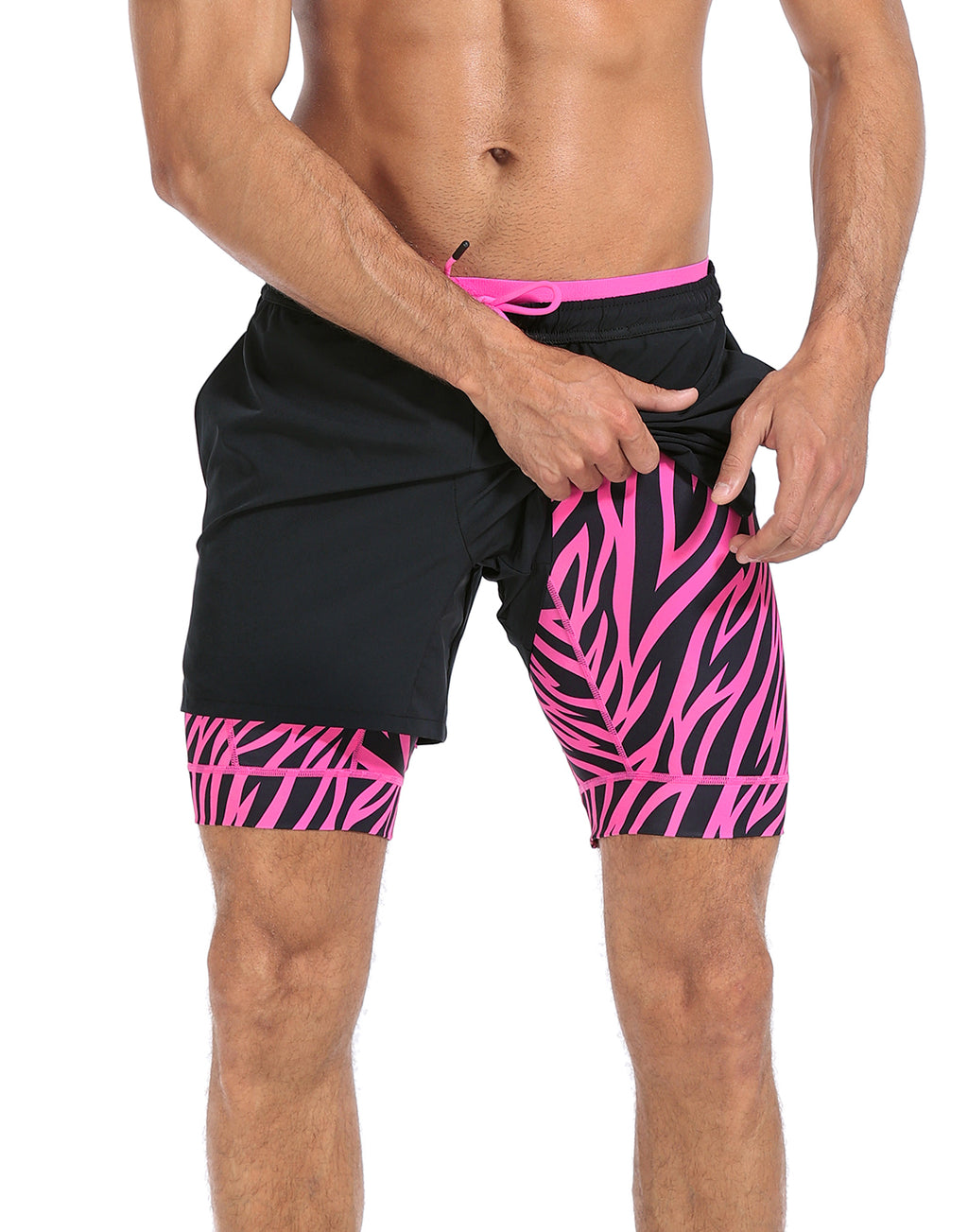 LRD Men's 5 Inch Athletic Gym Workout Shorts with Compression Liner