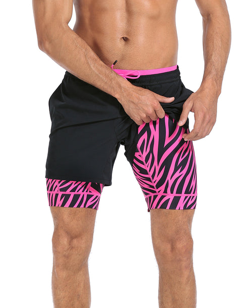 LRD Men's 5 Inch Athletic Gym Workout Shorts with Compression Liner