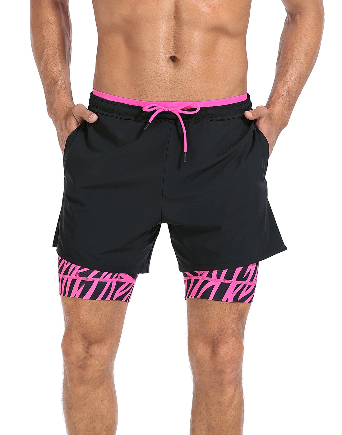 LRD Men's 5 Inch Athletic Gym Workout Shorts with Compression Liner