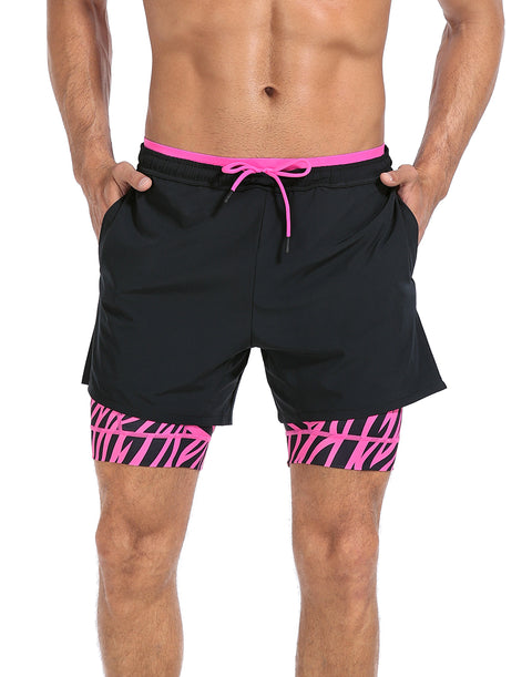 LRD Men's 5 Inch Athletic Gym Workout Shorts with Compression Liner