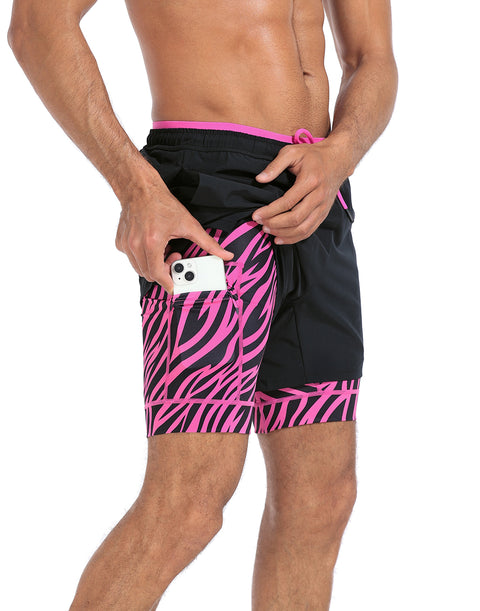 LRD Men's 5 Inch Athletic Gym Workout Shorts with Compression Liner