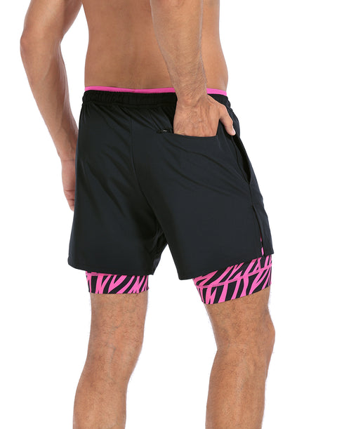 LRD Men's 5 Inch Athletic Gym Workout Shorts with Compression Liner