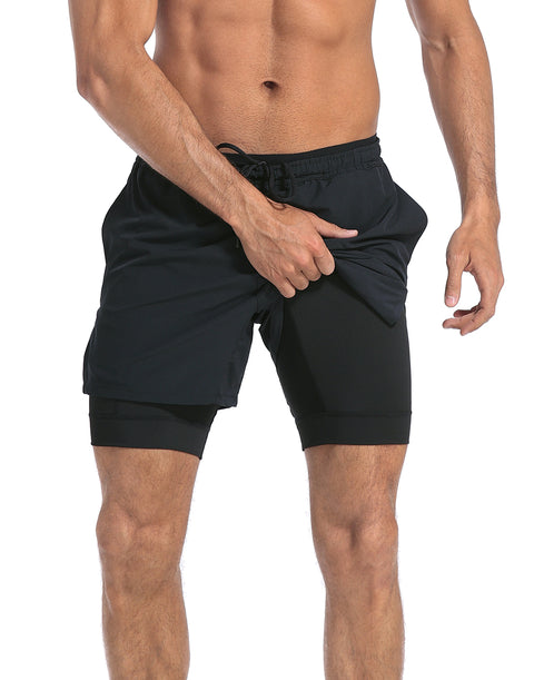 LRD Men's 5 Inch Athletic Gym Workout Shorts with Compression Liner