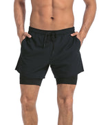 LRD Men's 5 Inch Athletic Gym Workout Shorts with Compression Liner