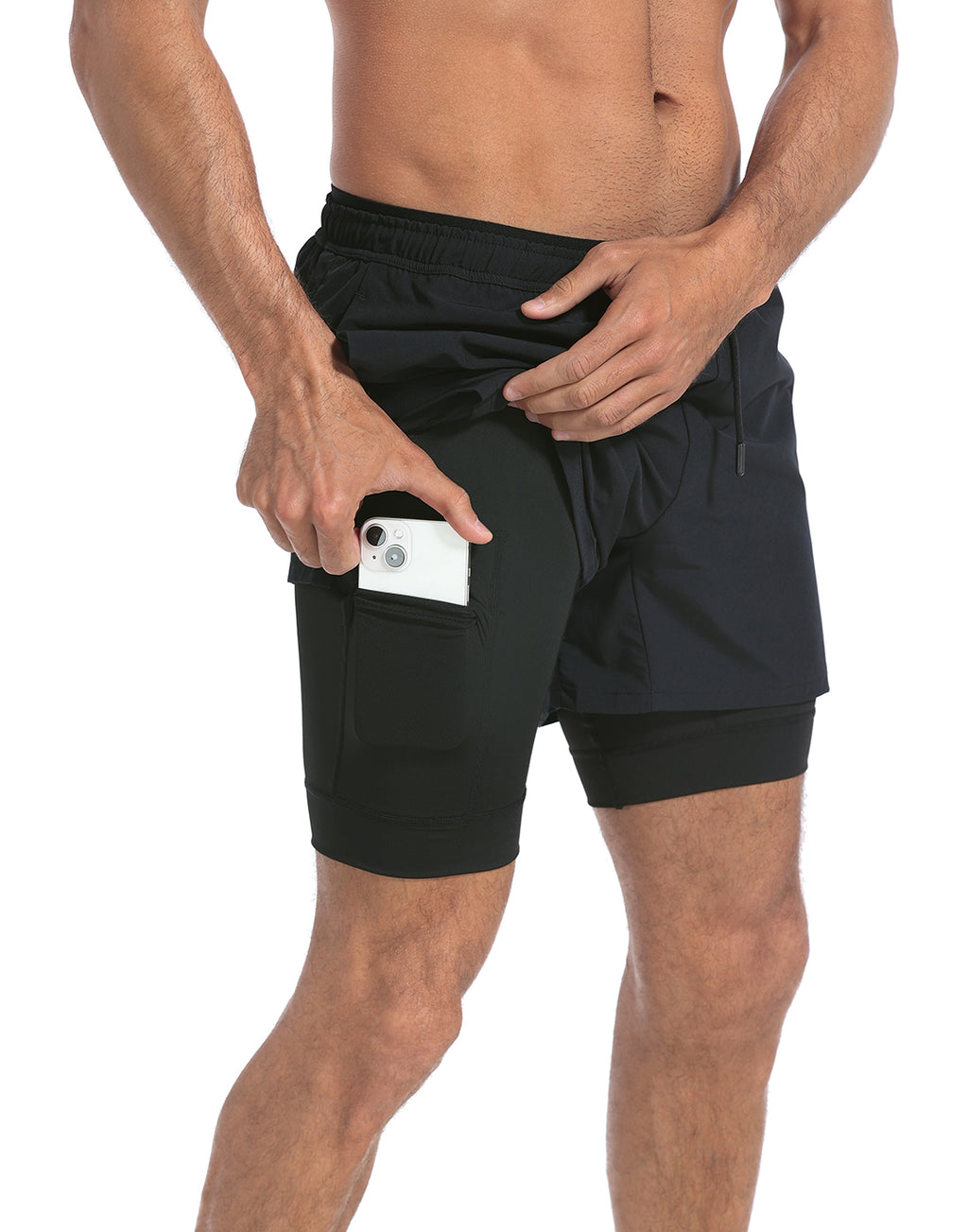 LRD Men's 5 Inch Athletic Gym Workout Shorts with Compression Liner