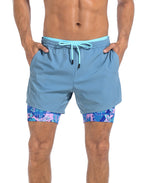 LRD Men's 5 Inch Athletic Gym Workout Shorts with Compression Liner
