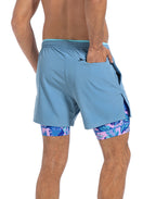LRD Men's 5 Inch Athletic Gym Workout Shorts with Compression Liner