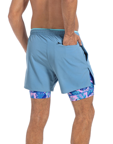 LRD Men's 5 Inch Athletic Gym Workout Shorts with Compression Liner