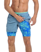 LRD Men's 5 Inch Athletic Gym Workout Shorts with Compression Liner