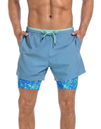 LRD Men's 5 Inch Athletic Gym Workout Shorts with Compression Liner